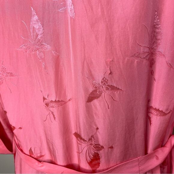 Dynasty Robe Vintage Silk Butterfly Pattern Belt Vtg Pink Size Small Medium - Picture 14 of 16